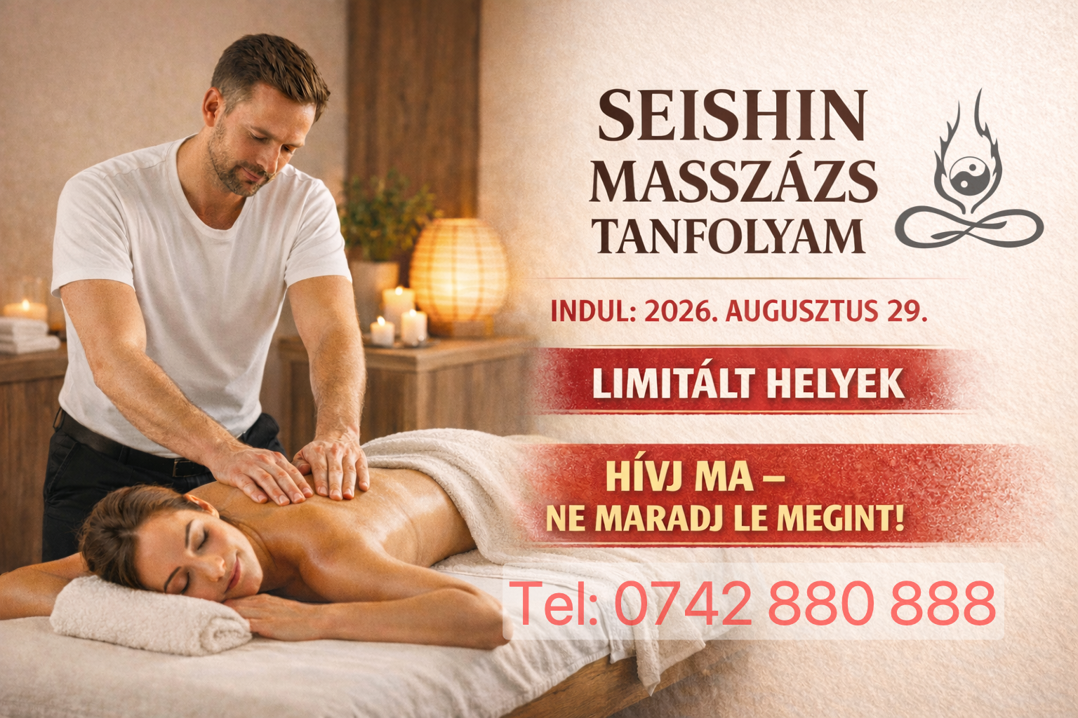 Terápiás masszázs tanfolyam plakát